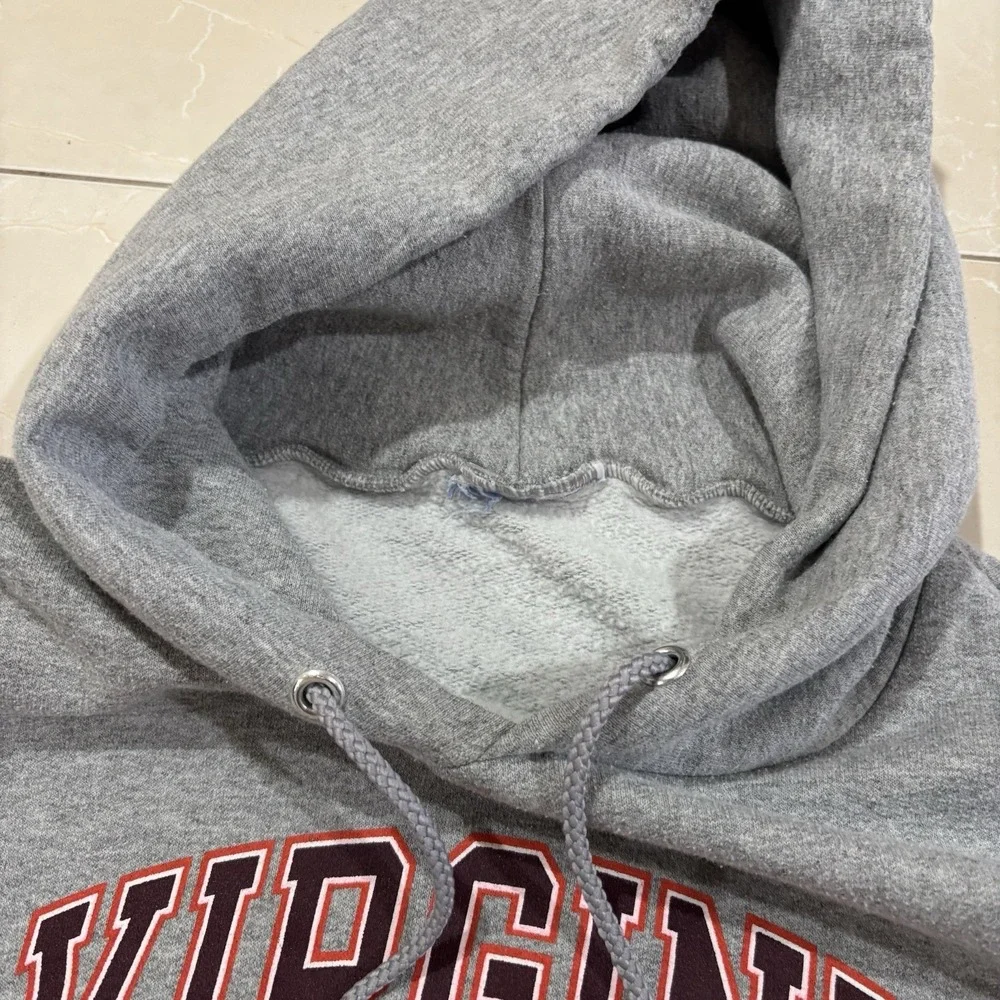 Vintage Virginia Tech Champion Hoodie Sweatshirt Men's Large College Y2K Gray